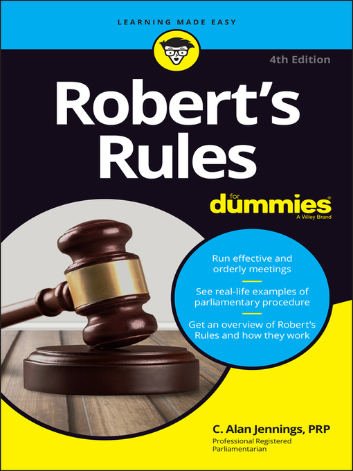 Title details for Robert's Rules For Dummies by C. Alan Jennings - Available